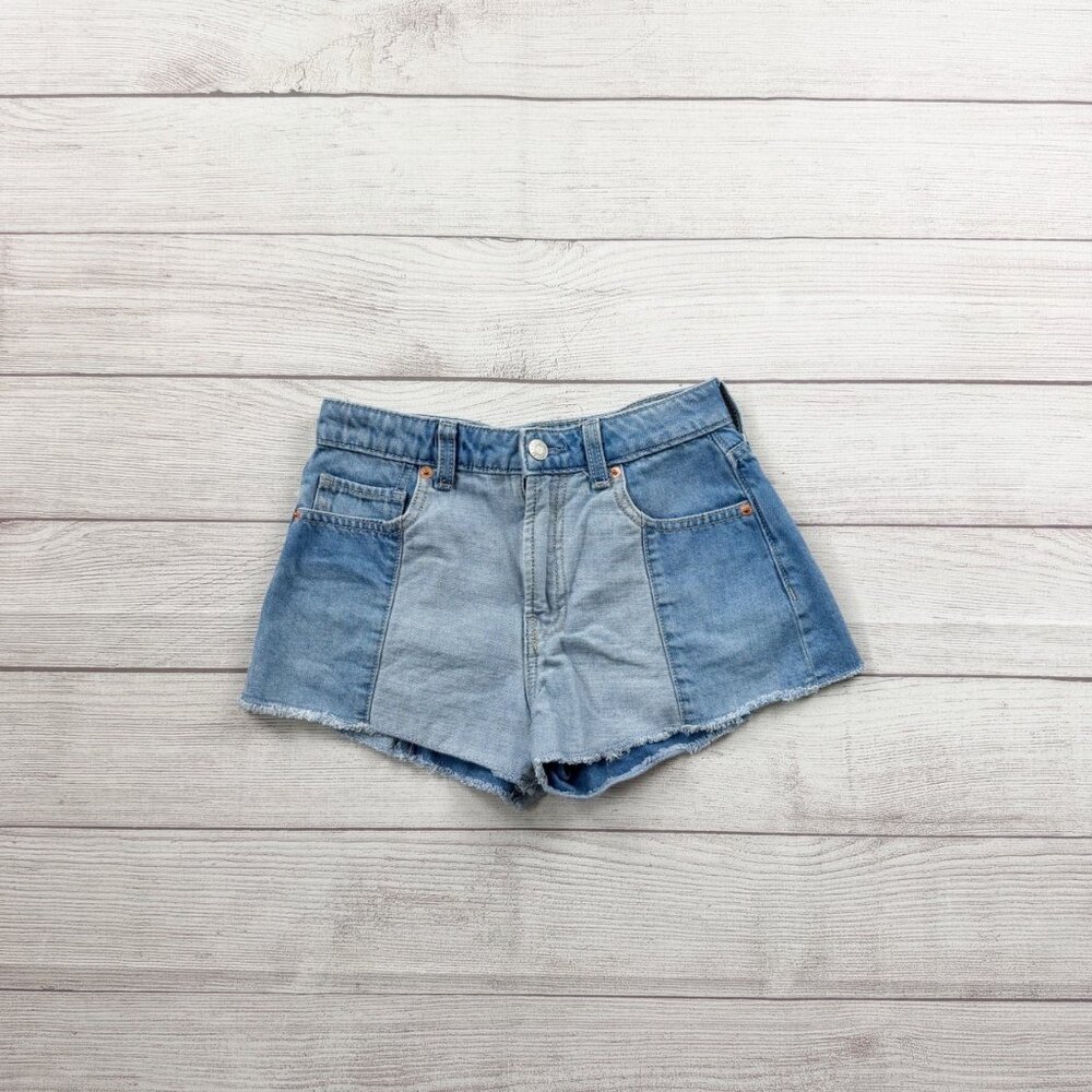 Gap Kids High Rise Denim Shorts “Shortie” Two Tone Blue Jean Cutoff Shorts 12